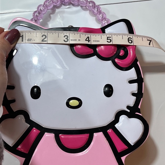 Hello Kitty CAT Face TIN box CARRY CASE latch Lock Pink Beaded Handle Sanrio OS - Picture 12 of 13